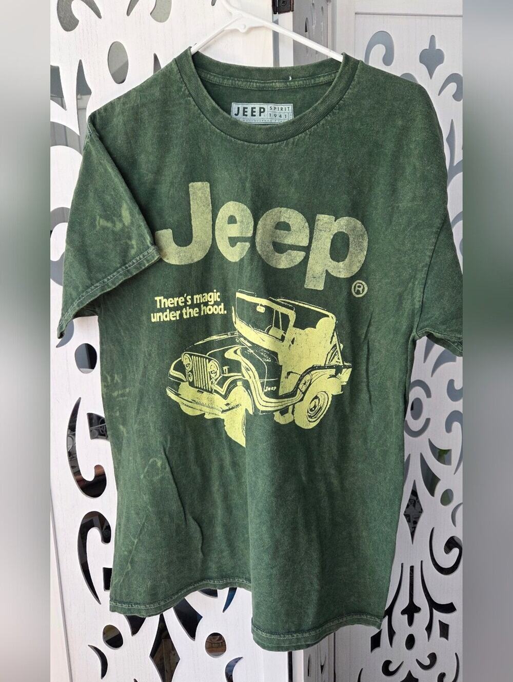 Jeep Spirit Graphic Tee Green Mens S NWOT Vintage Acid Wash Distressed T-Shirt